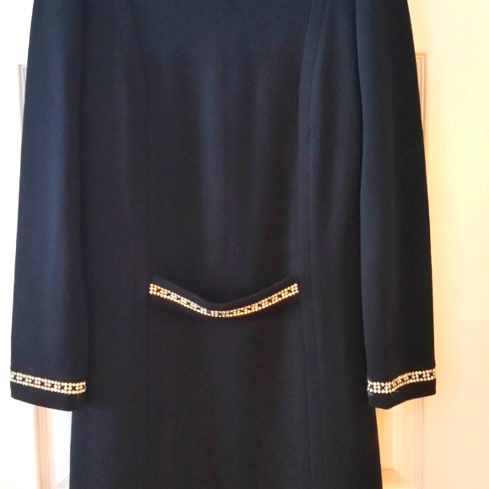 Vintage Rhinestone Wool Dress Eve Black Elegant